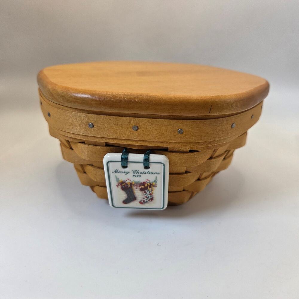 Longaberger 1998 7in Generations Basket 13757 Lid Protector Tie-On USA